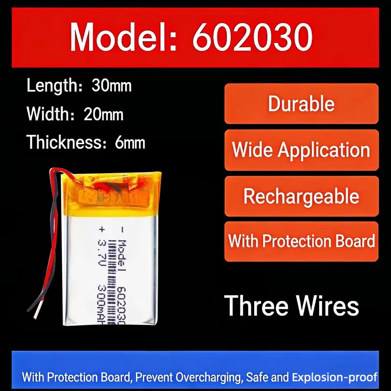 Smartwatch Watches Smart - Batteria al Litio 3.7V 300mAh 602030,