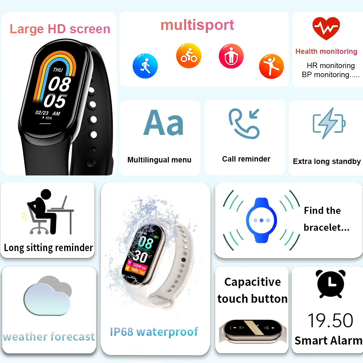 Nuovo originale piccolo M8 Ban - Smartwatch Professional Watches For Men recensione e prezzo